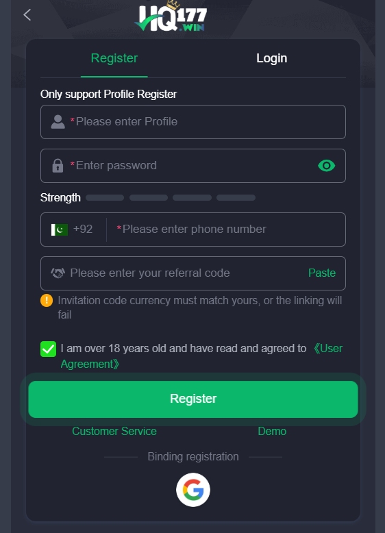 HQ177 Game registeration
